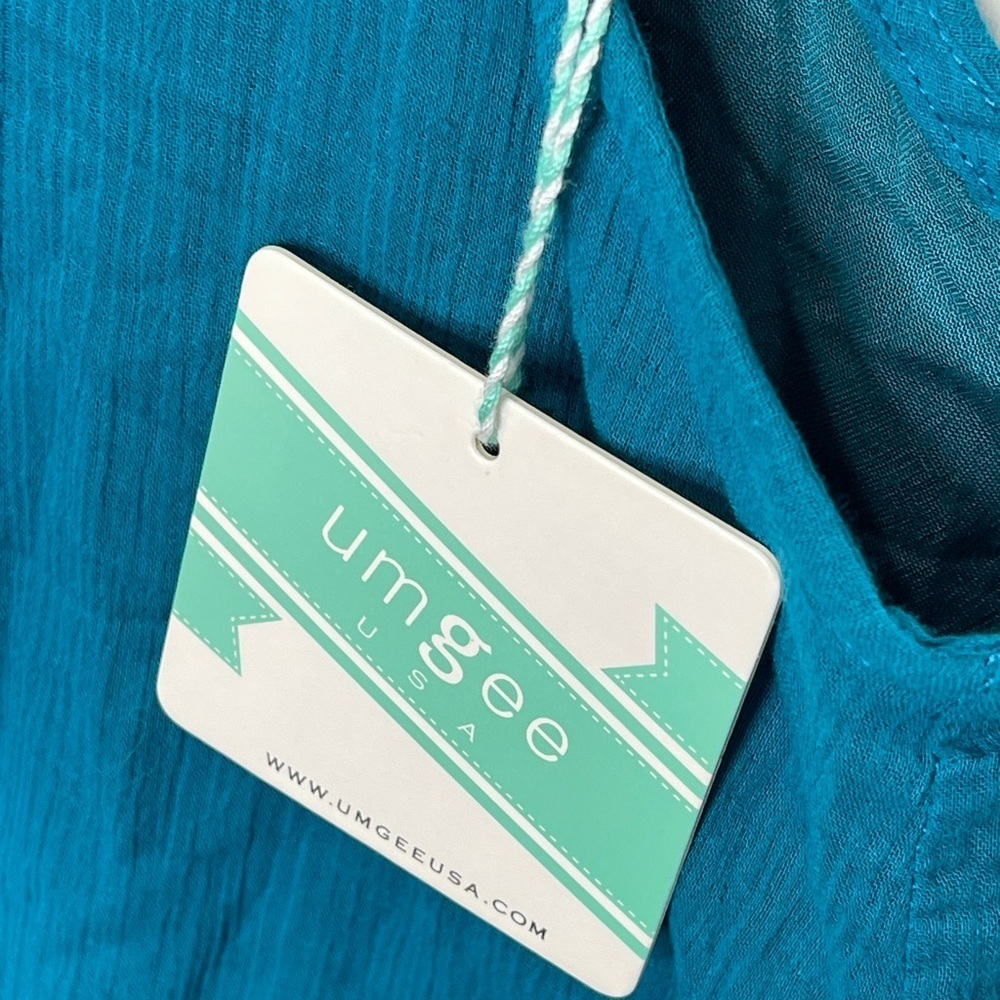Umgee Teal Sleeveless Boho Tunic Macrame Detail Soze Large - Picture 4 of 8